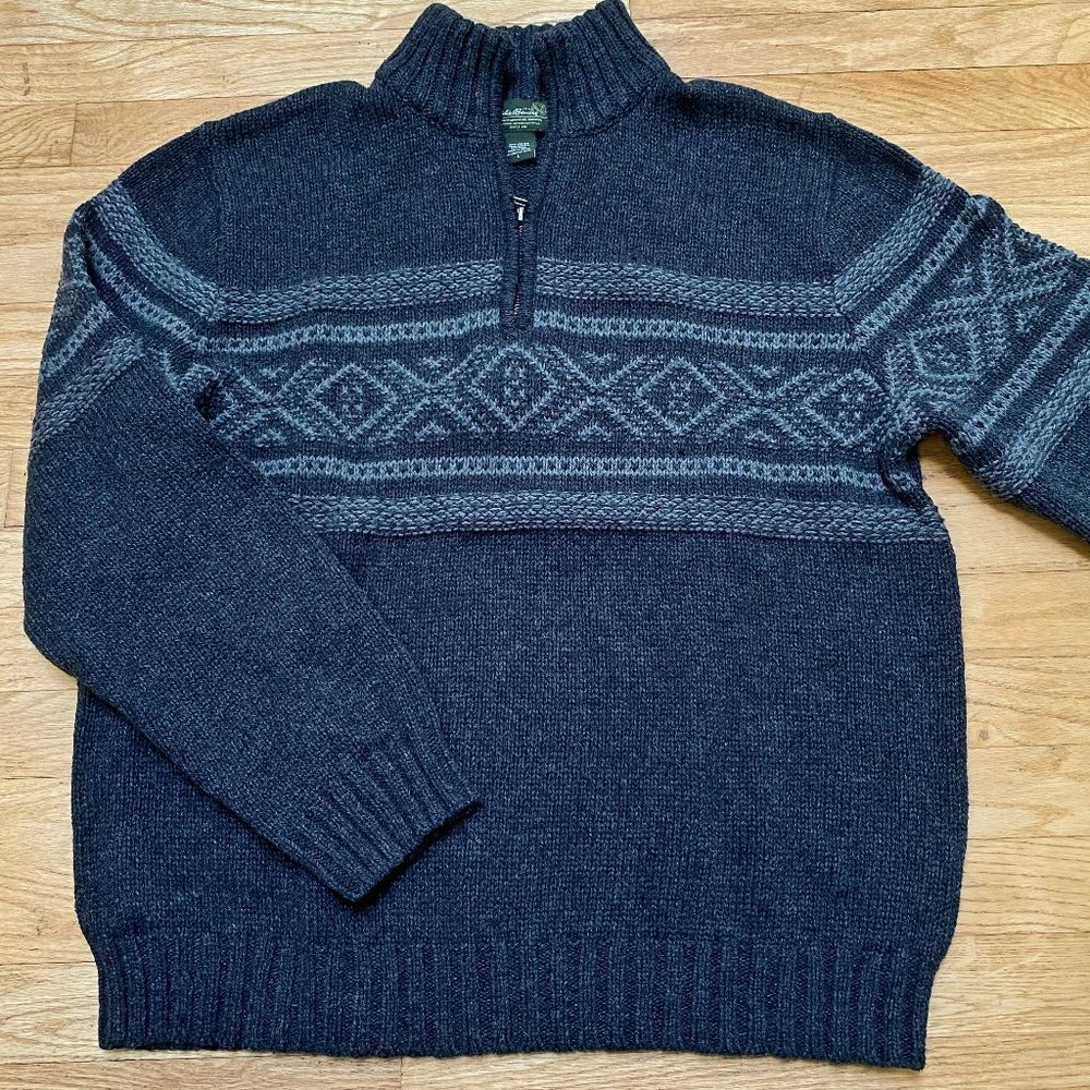 Eddie Bauer men's pullover half zip sweater grey L